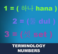 Korean numerals may be used as prompts or commands. Often, students count in Korean during their class
