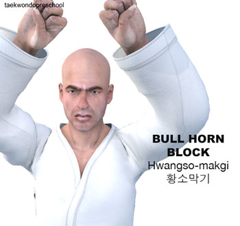 Bull Horn Blocking ( 황소막기 hwangso-makgi )