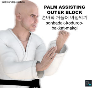 Palm Assisting Outer Block ( 손바닥 거들어 바깥막기 sonbadak-kodureo-bakkat-makgi )