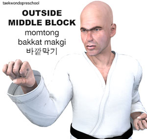 Taekwondo Outside Middle Block ( 바깥막기 momtong bakkat makgi )