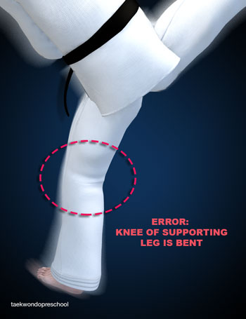 Side Kick ( 옆차기 yeop chagi ) error knee of supporting leg is bent
