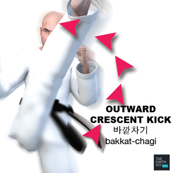 Outward Crescent Kick ( 바깥차기 bakkat-chagi )