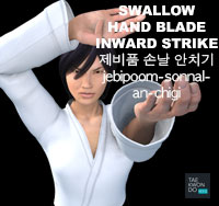 Swallow Hand Blade Inward Strike ( 제비품 손날 안치기 jebipoom-sonnal-an-chigi )