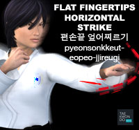 Flat Fingertips Horizontal Strike ( 편손끝 엎어찌르기 pyeonsonkkeut-eopeo-jjireugi )