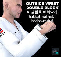 Outside Wrist Double Block ( 바깥팔목 헤쳐막기 bakkat-palmok-hecho-makgi )