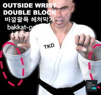 Outside Wrist Double Block ( 바깥팔목 헤쳐막기 bakkat-palmok-hecho-makgi )