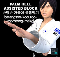 Palm Heel Assisted Block ( 바탕손 거들어 몸통막기 batangson-kodureo-momtong-makgi )