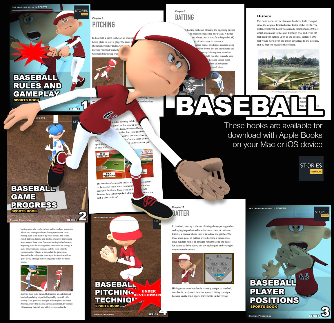 Baseball is a bat-and-ball game played between two teams of nine players each who take turns batting and fielding. The batting team attempts to score runs by hitting a ball that is thrown by the pitcher. | Stories Preschool