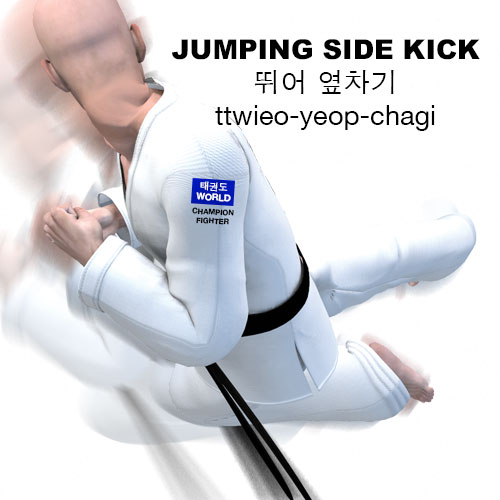 Jumping Side Kick ( 뛰어 옆차기 ttwieo-yeop-chagi )