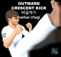 Outward Crescent Kick ( 바깥차기 bakkat-chagi )