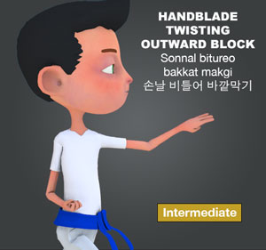 Hand Blade Twisting Outward Block ( 손날 비틀어 바깥막기 sonnal-bitureo-bakkat-makgi )