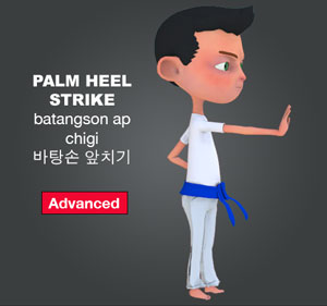 Palm Heel Forward Strike ( 바탕손 앞치기 batangson-ap-chigi )