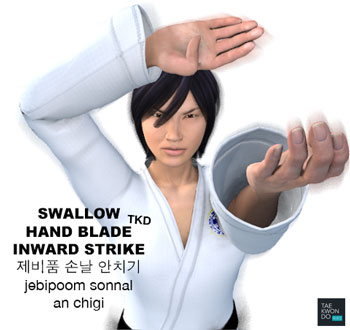 Swallow Hand Blade Inward Strike ( 제비품 (손날) 안치기 jebipoom-sonnal-an-chigi )