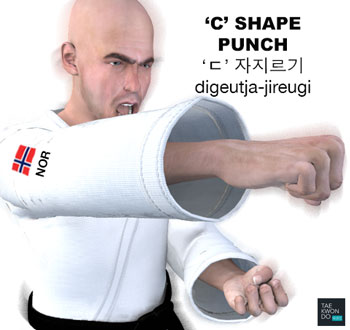 'C' Shape Punch ( ‘ㄷ’ 자지르기 digeutja-jireugi )