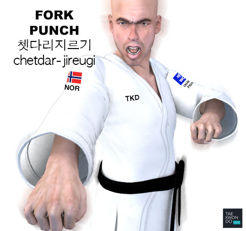 Fork Punch ( 쳇다리지르기 chetdar-jireugi )