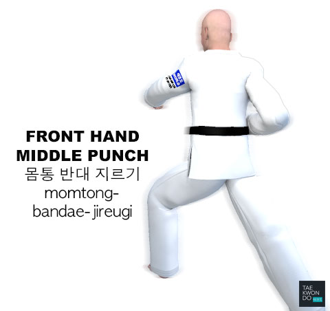 Front Hand Middle Punch ( 몸통 반대 지르기 momtong-bandae-jireugi )