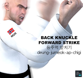 Back Knuckle Forward Strike ( 등주먹 앞치기 deung-jumeok-ap-chigi )