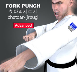 Fork Punch ( 쳇다리지르기 chetdar-jireugi )