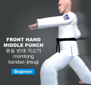 Front Hand Middle Punch ( 몸통 반대 지르기 momtong-bandae-jireugi )